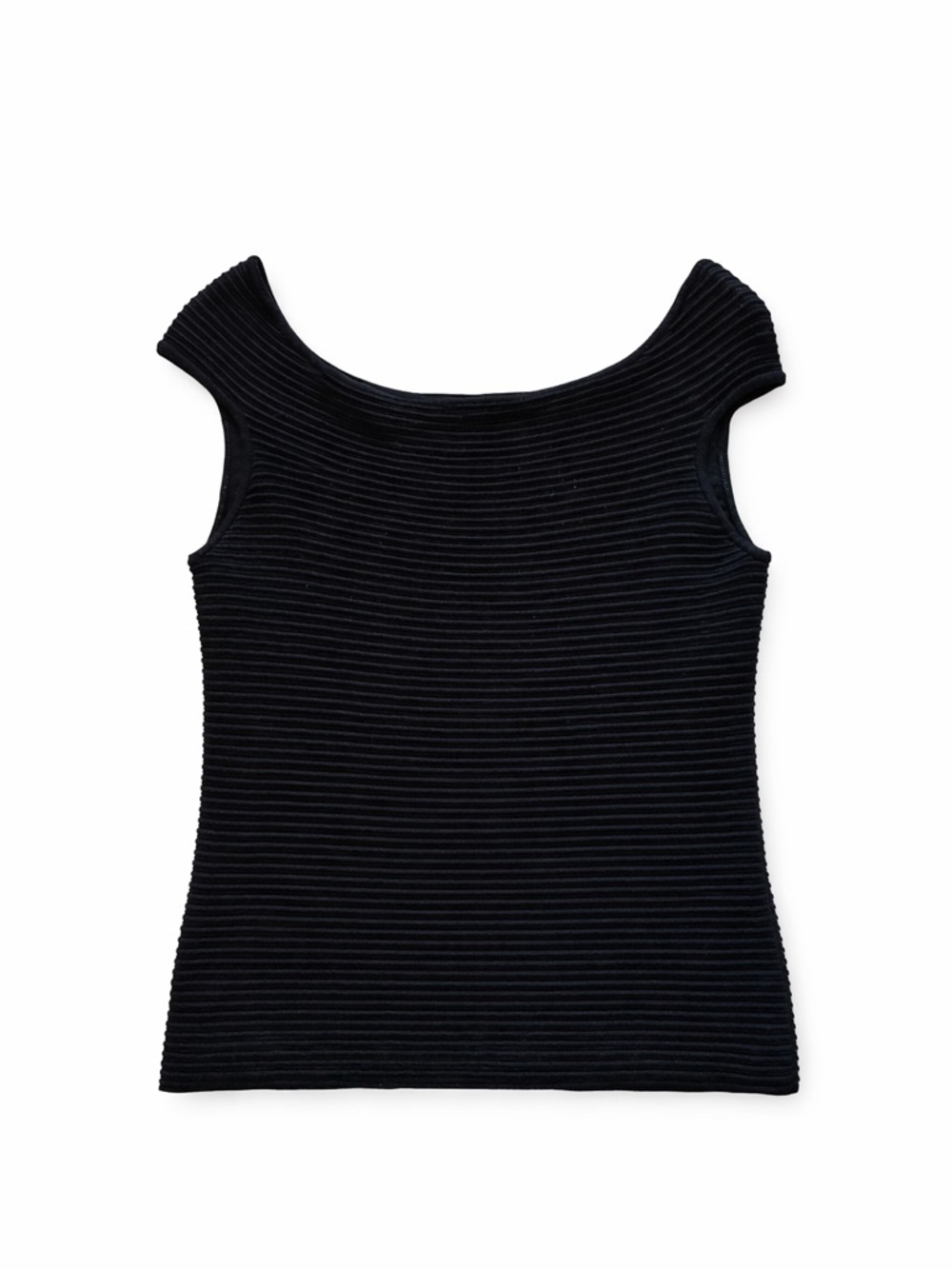 White House Black Market Black Ribbed Top Size Small Cap Sleeve Stretch